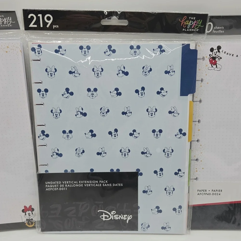 NEW 3x Happy Planner DISNEY Mickey Minnie Mouse Classic Paper Stickers Folder